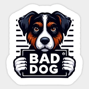 Bad Dog Illustrated Mug Shot Sticker